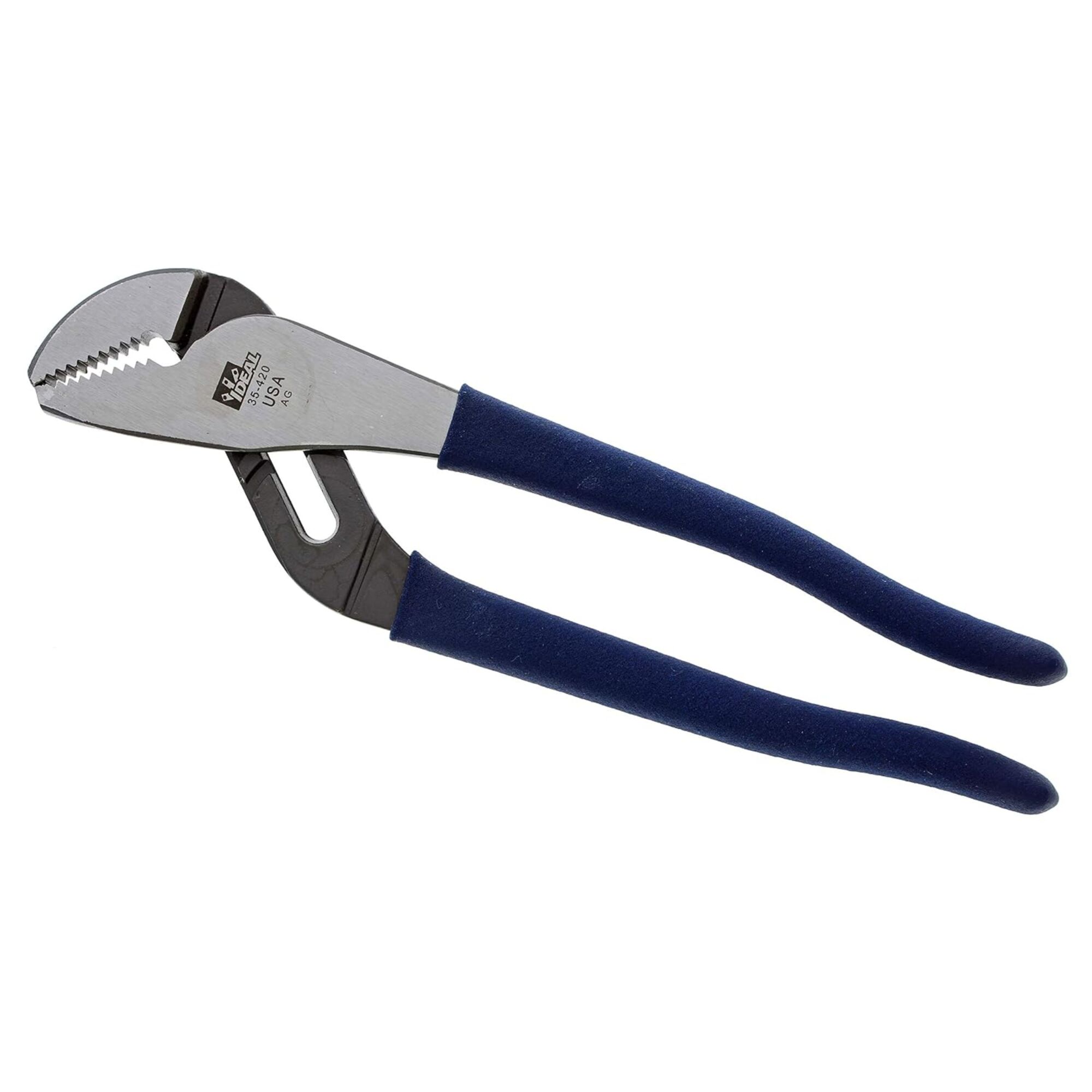 IDEAL, Tongue & Groove Pliers 9-1/2? Dipped-Grip, custom alloyed steel, Hardened and tempered body, High leverage pivot design, 1? jaw opening, Reinforced flange , Drop-forged, high-carbon steel construction, made in the USA,